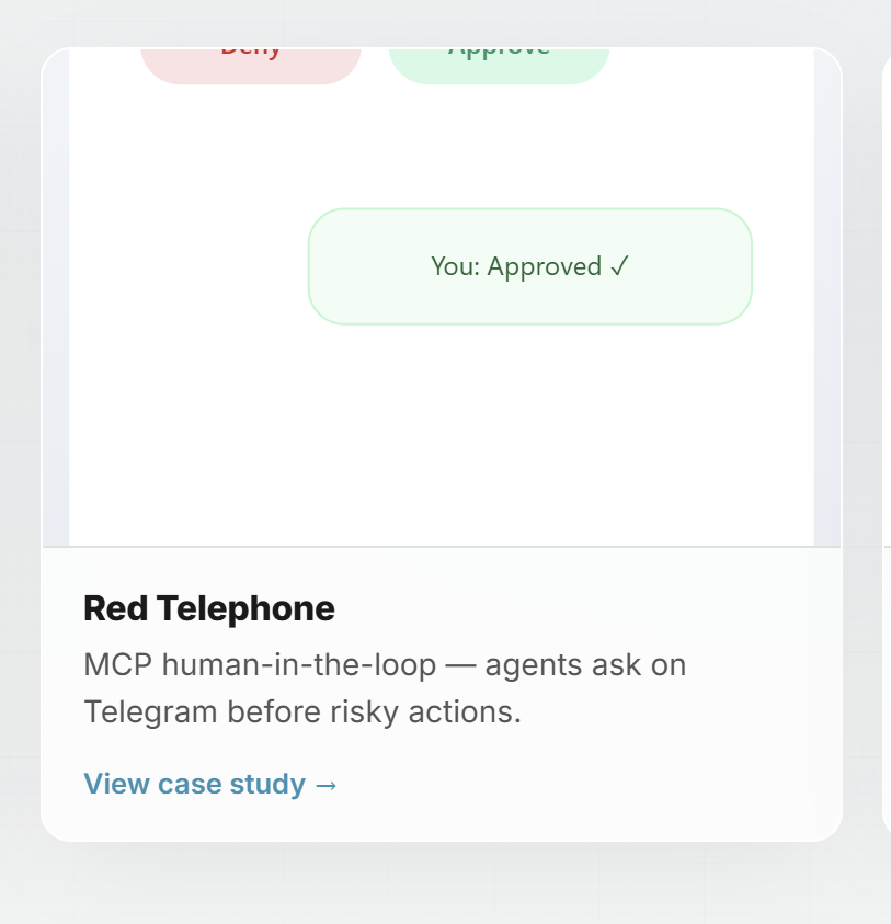 Red Telephone approval UI on Telegram